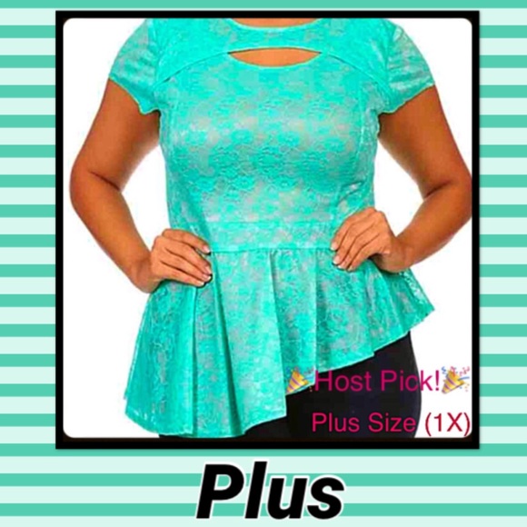 3k fashion Tops - 🎉HP🎉. Plus Size Mint Lace Top